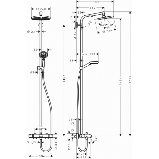 Душевая система HANSGROHE Crometta S 27320000 с термостатом хром